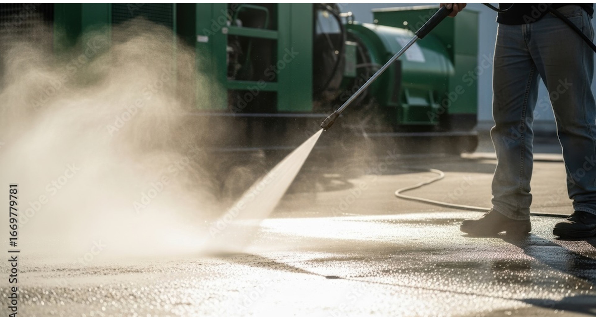 Gründliche Hochdruckreinigung einer großen Außenfläche – inklusive Entfernung hartnäckiger Verschmutzungen und Moosbewuchs.