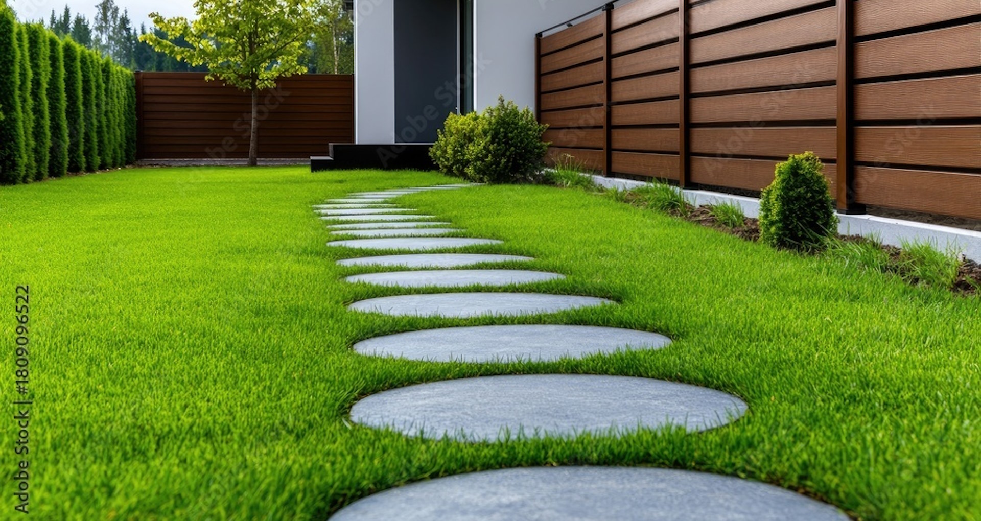 Laufende Pflege und Reinigung einer Außenanlage – inklusive Rasenkantenpflege, Wegereinigung und optischer Aufwertung des Eingangsbereichs.